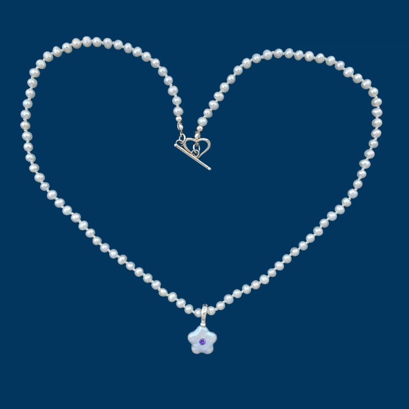 【GleamSea】Handmade Pearl Jewelry,Necklace 700N03,Gemstone & Knotted Pearl Necklace