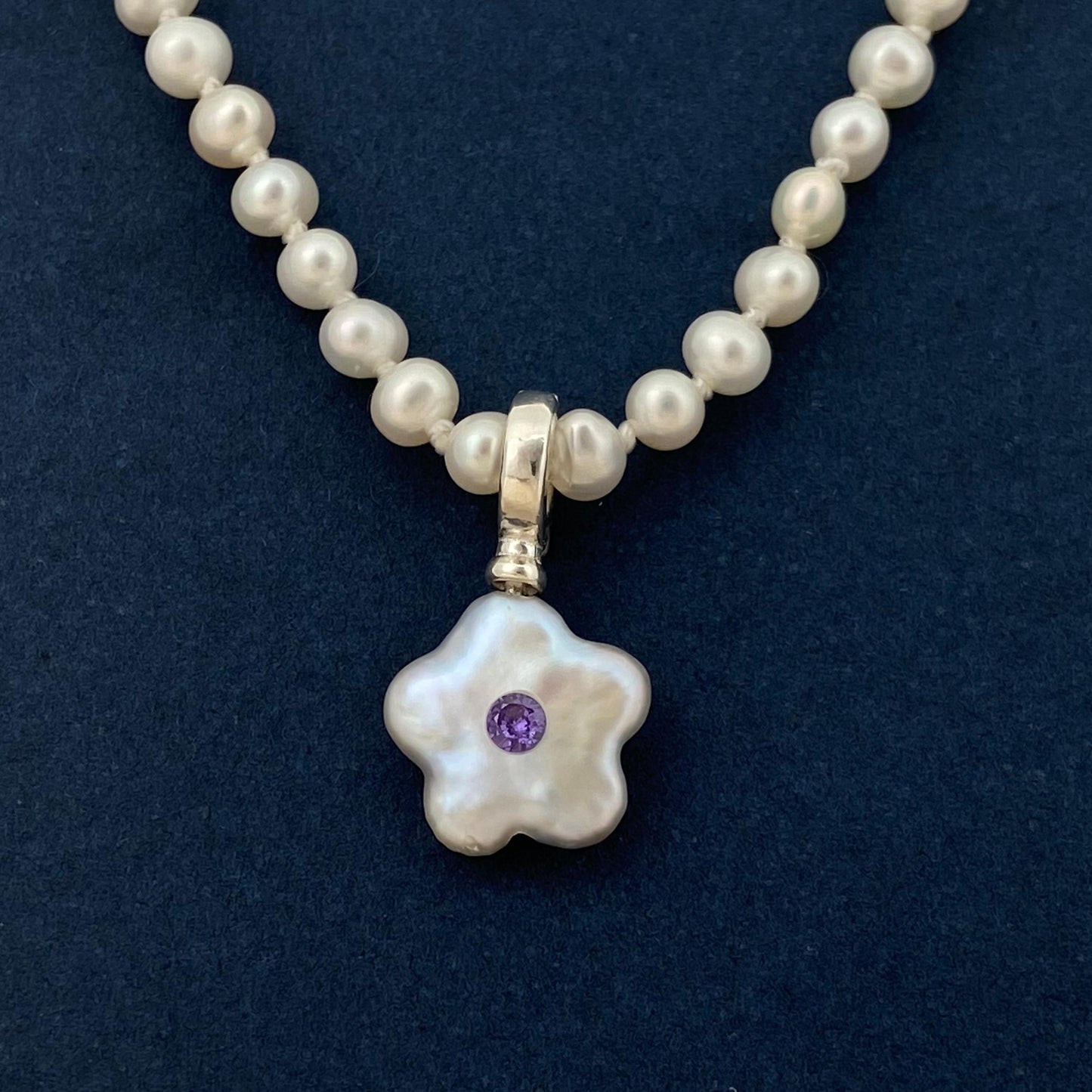 【GleamSea】Handmade Pearl Jewelry,Necklace 700N03,Gemstone & Knotted Pearl Necklace