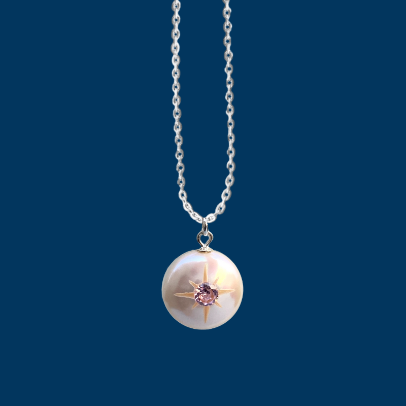 【Pearlglow Hex】Handmade Pearl Jewelry,Necklace 700N08,Gemstone & Pearl Necklace
