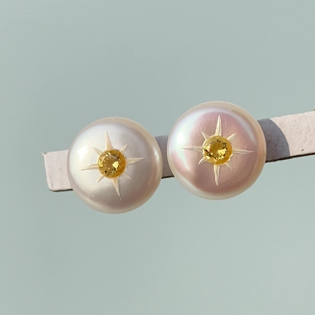 【GleamSea】Handmade Pearl Jewelry,Earrings 200E01,Gemstone & Pearl Earrings