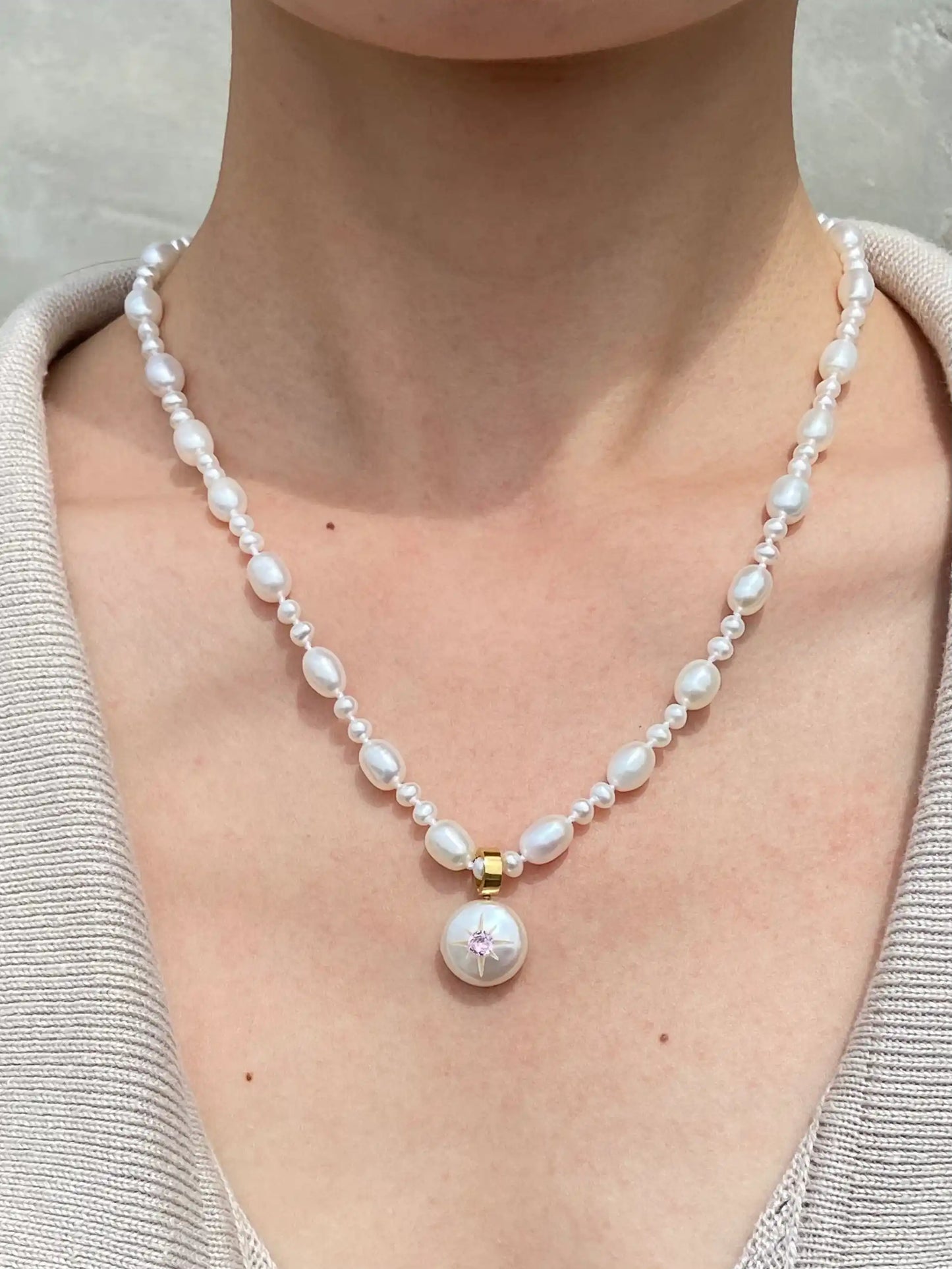 【Pearlglow Hex】Handmade Pearl Jewelry,Necklace 700N04,Gemstone & Knotted Pearl Necklace,Bridal Necklace,Two Looks&One Strand