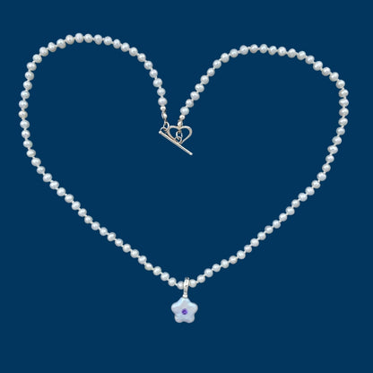 【GleamSea】Handmade Pearl Jewelry,Necklace 700N03,Gemstone & Knotted Pearl Necklace