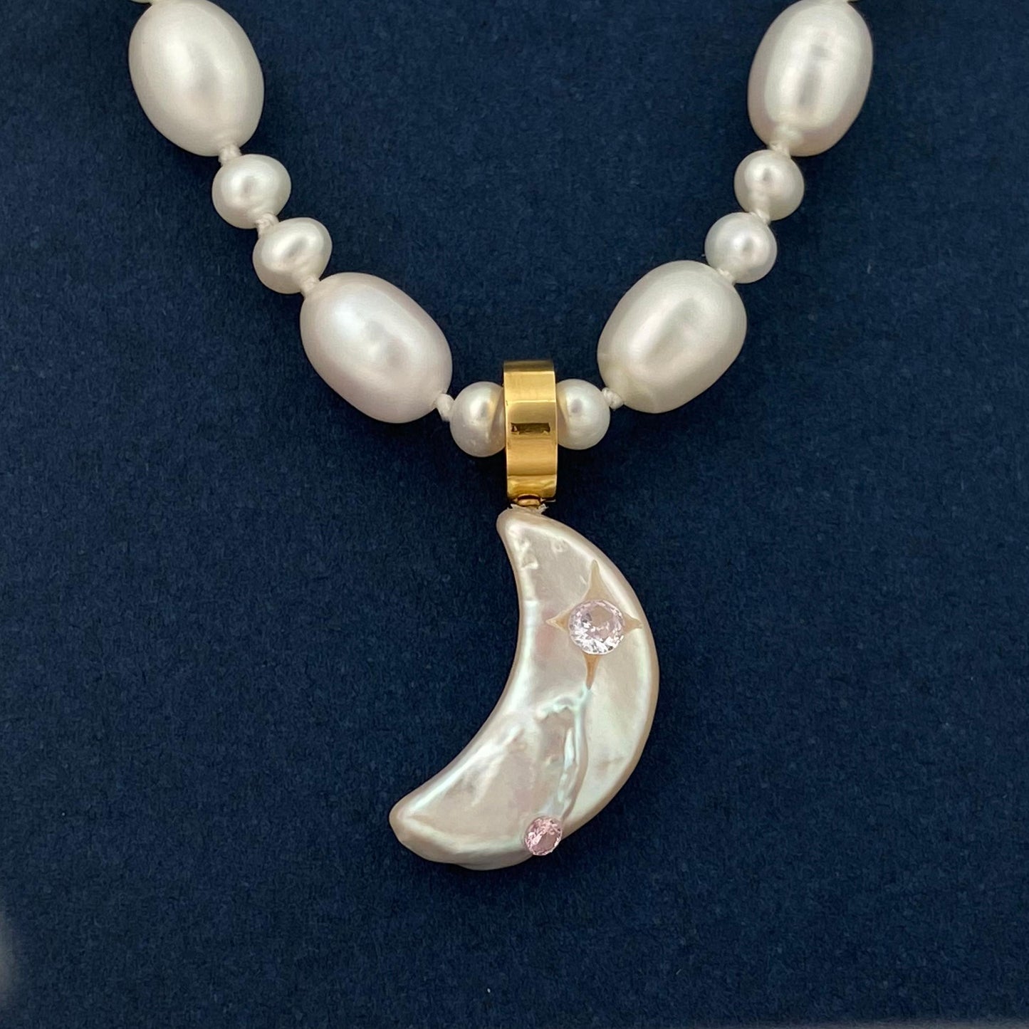 【Luna’s Whisper】Handmade Pearl Jewelry,Necklace 700N02,Gemstone & Knotted Pearl Necklace,Two Looks&One Strand