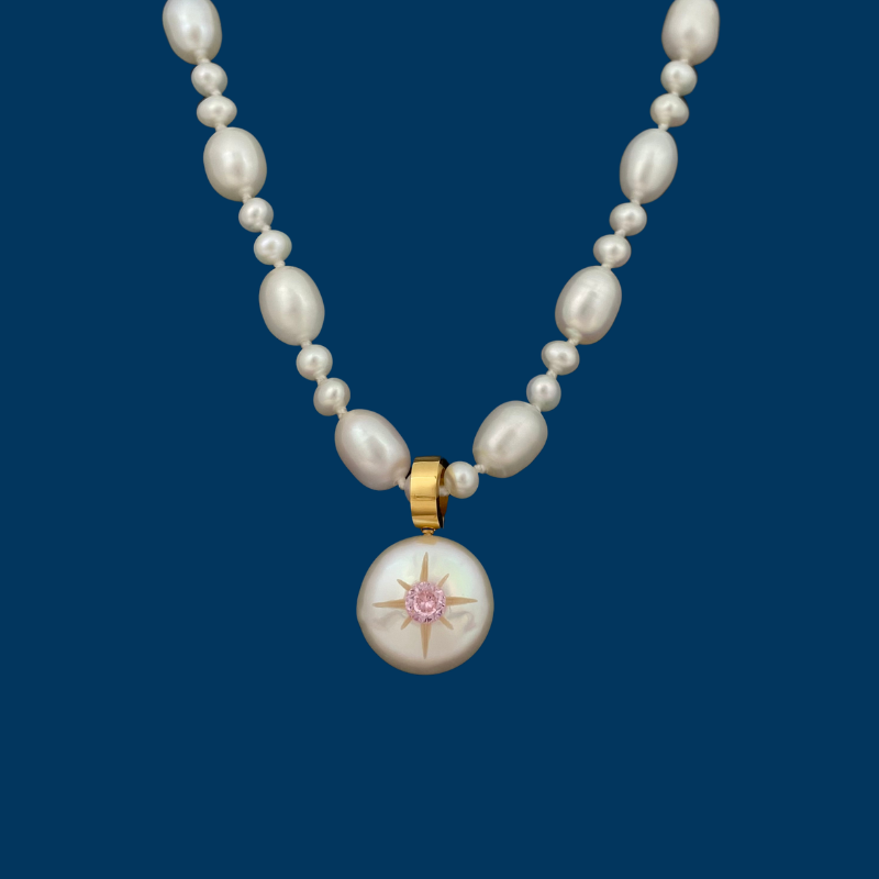 【Pearlglow Hex】Handmade Pearl Jewelry,Necklace 700N04,Gemstone & Knotted Pearl Necklace,Bridal Necklace,Two Looks&One Strand