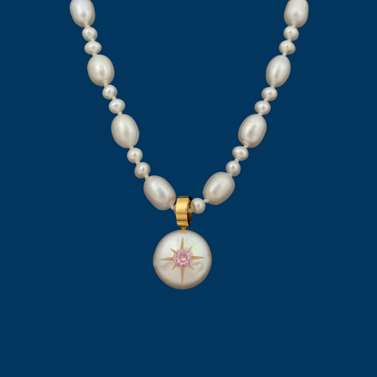 【Pearlglow Hex】Handmade Pearl Jewelry,Necklace 700N04,Gemstone & Knotted Pearl Necklace,Bridal Necklace,Two Looks&One Strand