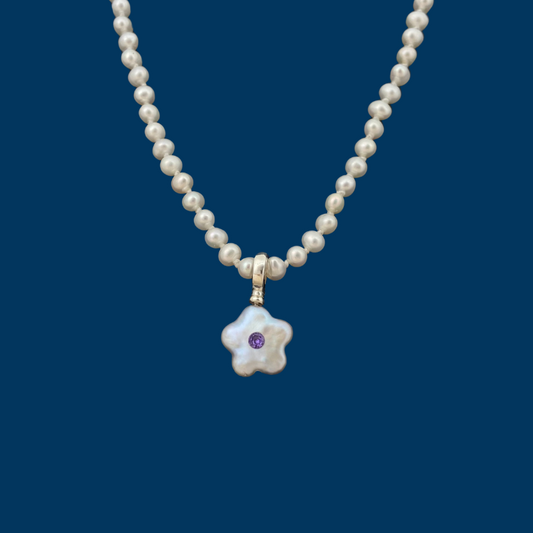 【GleamSea】Handmade Pearl Jewelry,Necklace 700N03,Gemstone & Knotted Pearl Necklace