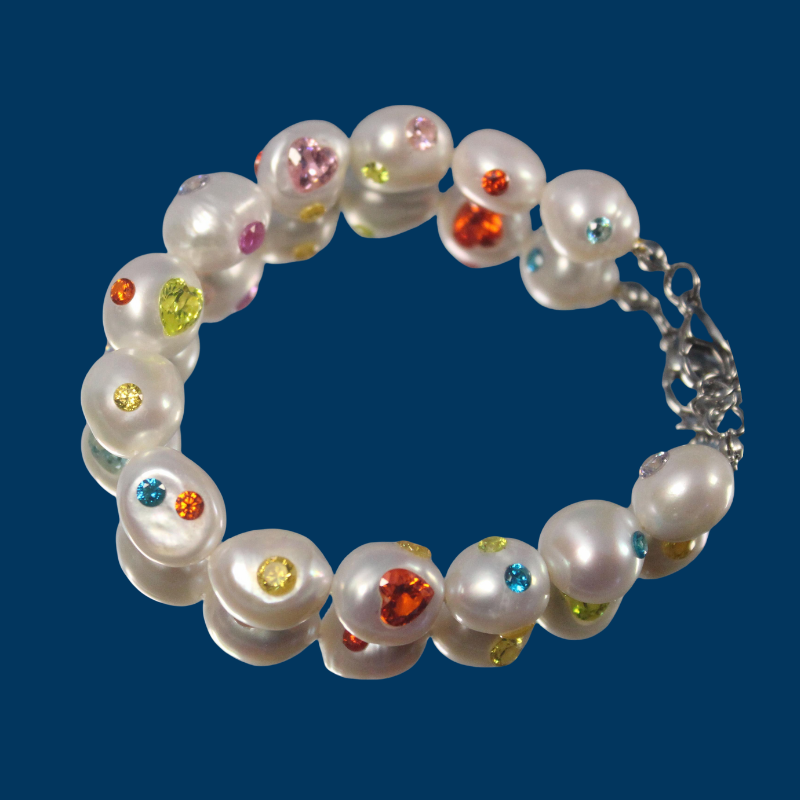 【GleamSea】Handmade Pearl Bracelet 07B00,Gemstone & Pearl Bracelet