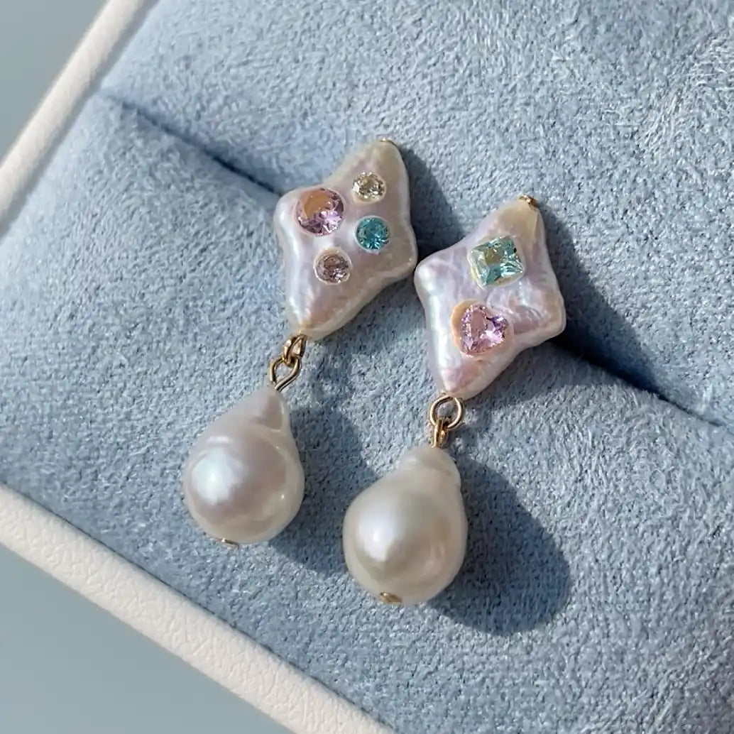 【GleamSea】Handmade Pearl Earrings 200E05,Gemstone & Pearl Earrings