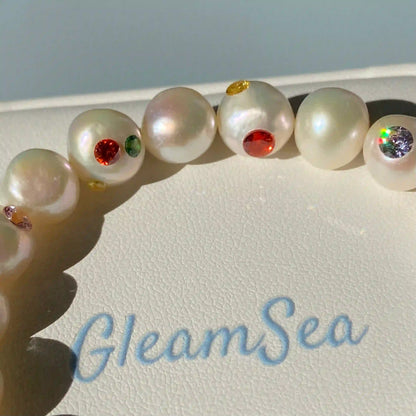 【GleamSea】Handmade Pearl Bracelet 07B00,Gemstone & Pearl Bracelet